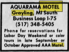 Aquarama Motel - Aug 1983 Ad (newer photo)